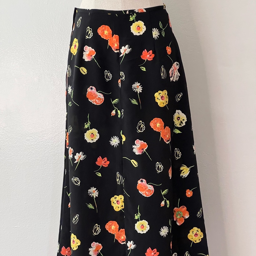 Floral Print A-Line Skirt with Side Zip